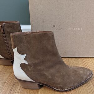 Anthropologie Suede Colorblocked Short Western Boots, size 6 / EU 36 (NWT)